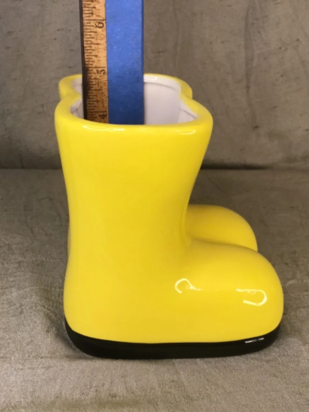 NWOT Napco Yellow Ceramic Rain Boot Planter or Vase . Designed For Small Plants.